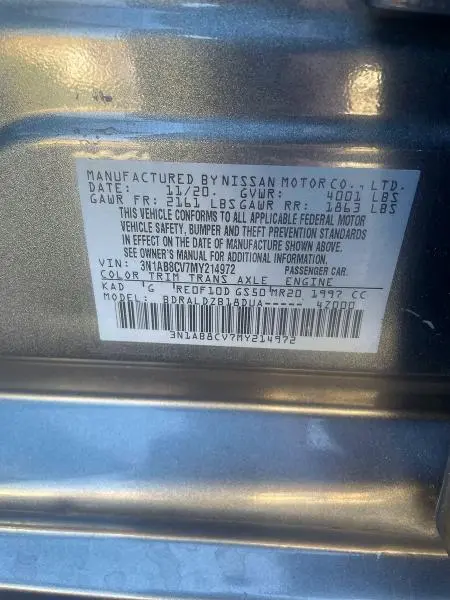 2021 NISSAN SENTRA SV  