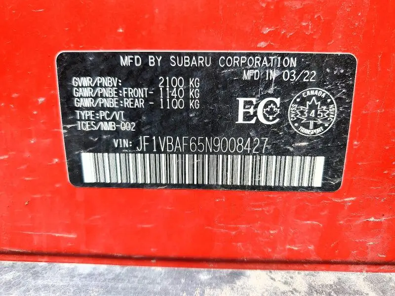 2022 SUBARU WRX PREMIUM  