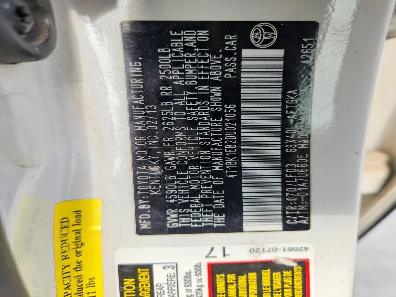 2013 TOYOTA AVALON XLE PREMIUM  