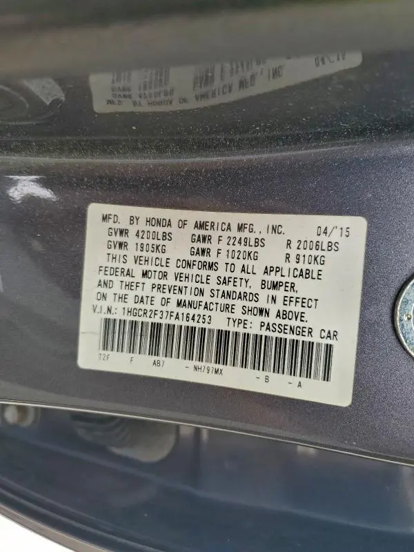 2015 HONDA ACCORD LX  