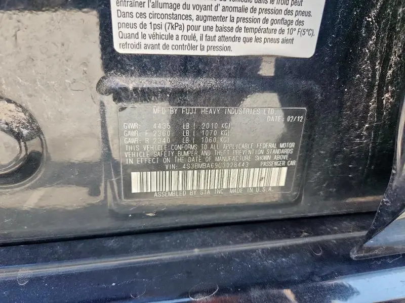 2012 SUBARU LEGACY 2.5I  