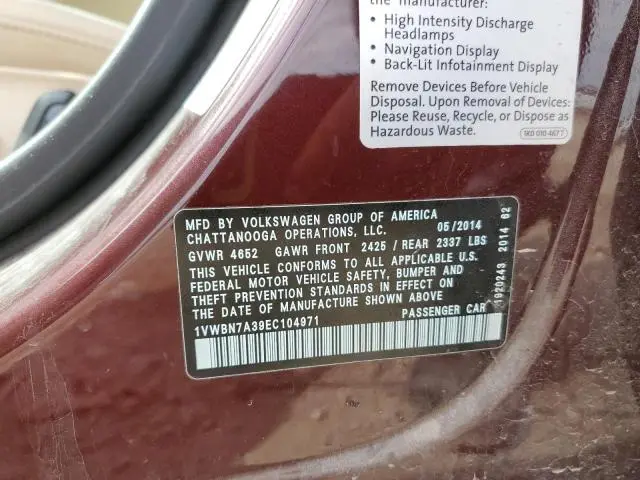2014 VOLKSWAGEN PASSAT SE  