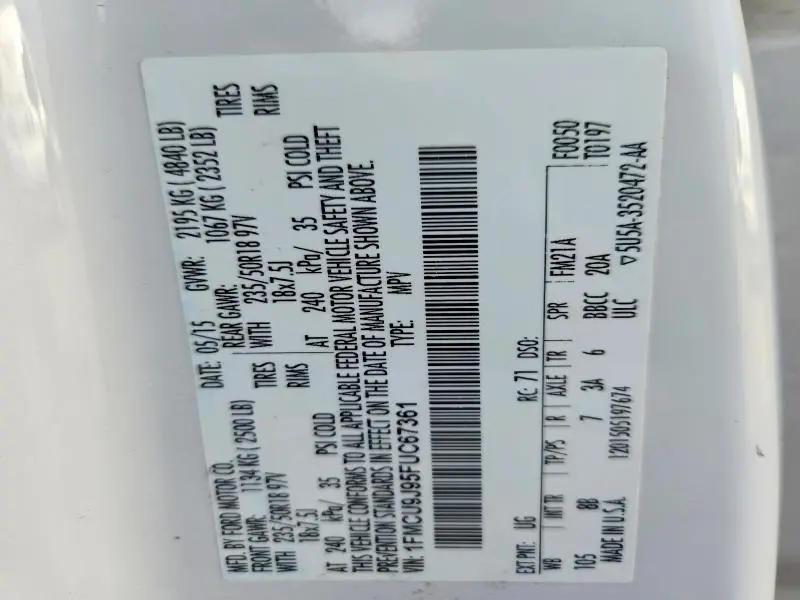 2015 FORD ESCAPE TITANIUM  