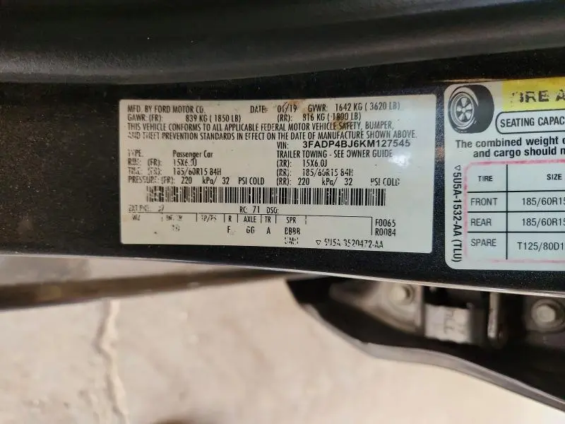 2019 FORD FIESTA SE  