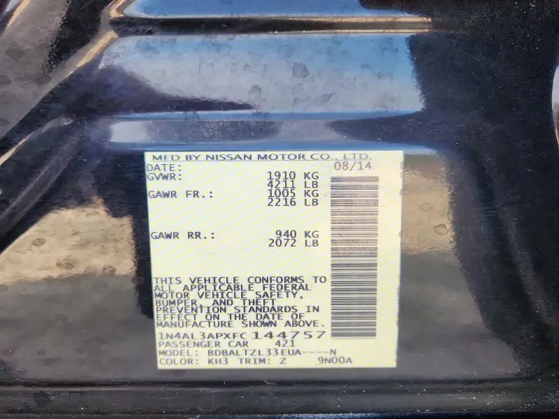 2015 NISSAN ALTIMA 2.5  