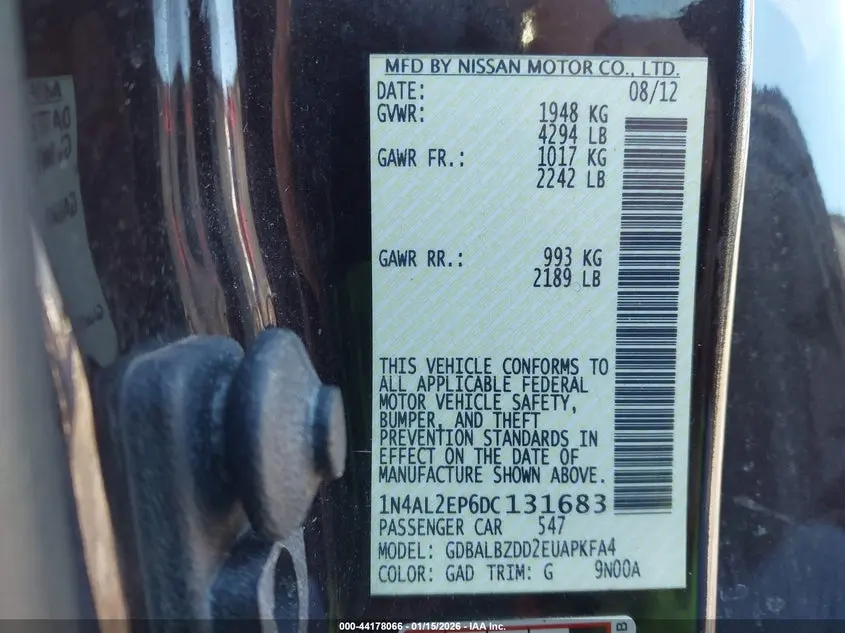 2013 NISSAN ALTIMA 2.5 S