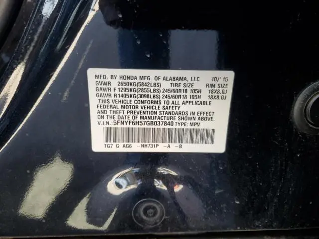 2016 HONDA PILOT EXL  