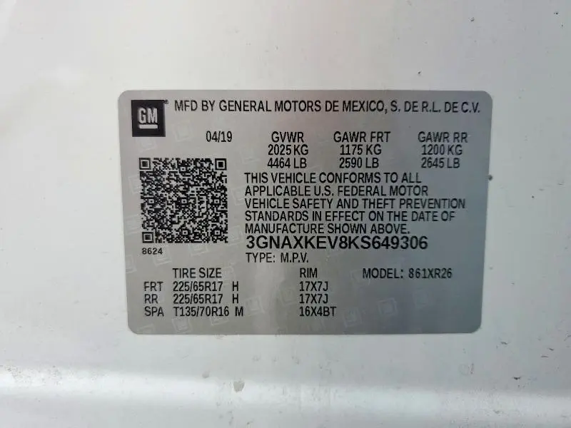 2019 CHEVROLET EQUINOX LT  
