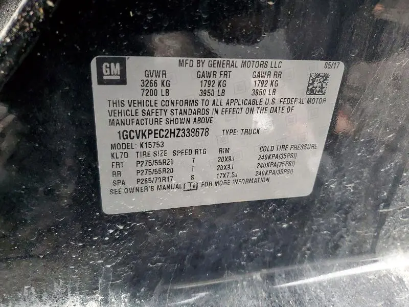 2017 CHEVROLET SILVERADO K1500 CUSTOM  