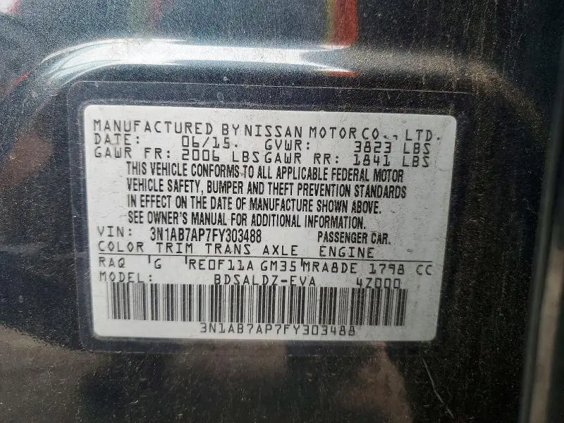 2015 NISSAN SENTRA SV  