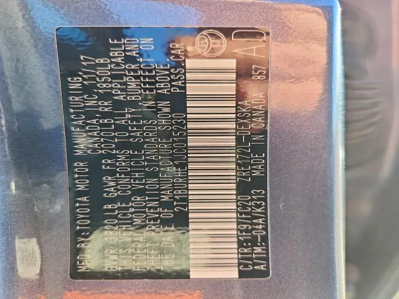 2018 TOYOTA COROLLA SE  