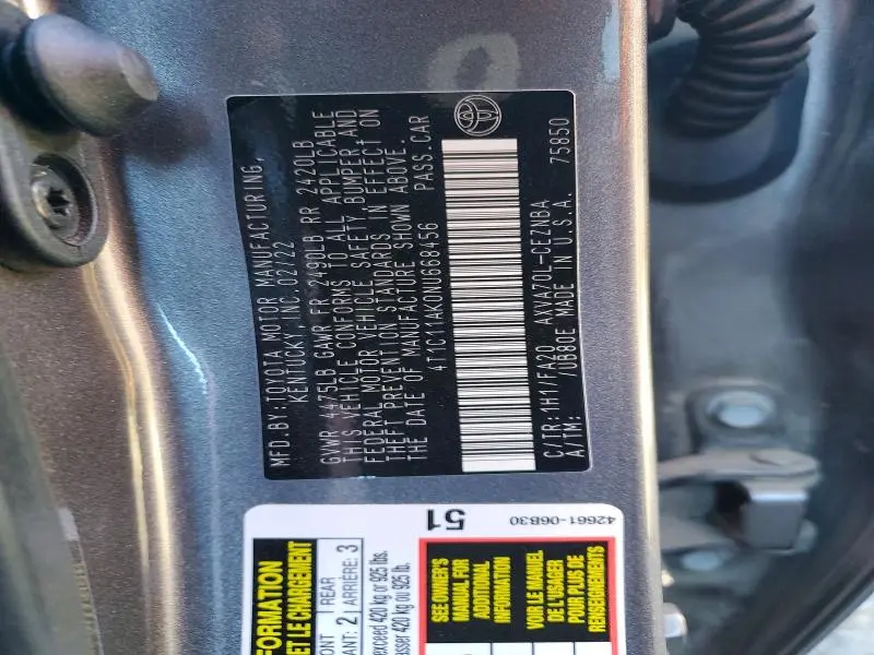 2022 TOYOTA CAMRY LE  