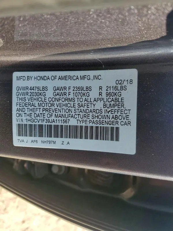 2018 HONDA ACCORD SPORT  