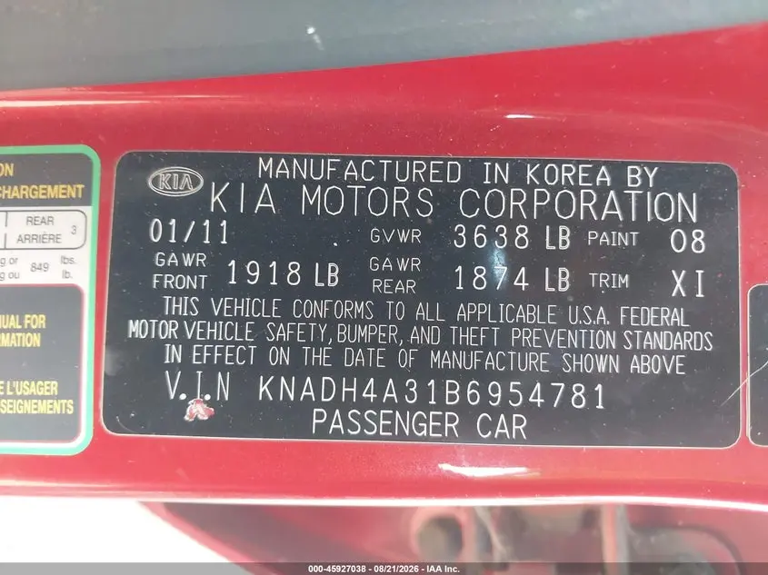 2011 KIA RIO LX
