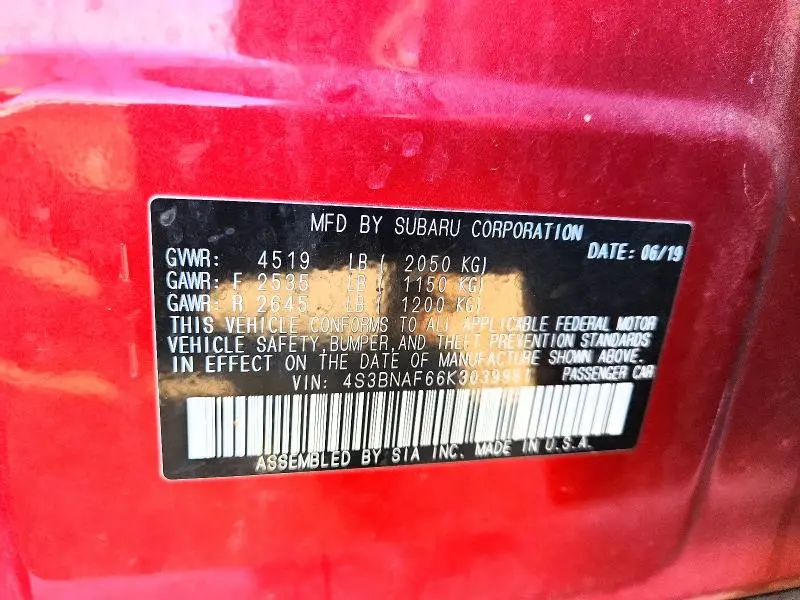 2019 SUBARU LEGACY 2.5I PREMIUM  