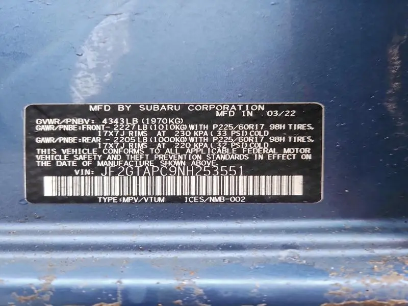 2022 SUBARU CROSSTREK PREMIUM  