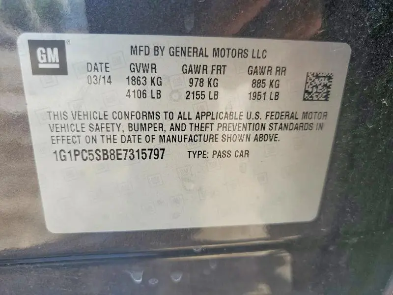 2014 CHEVROLET CRUZE LT  