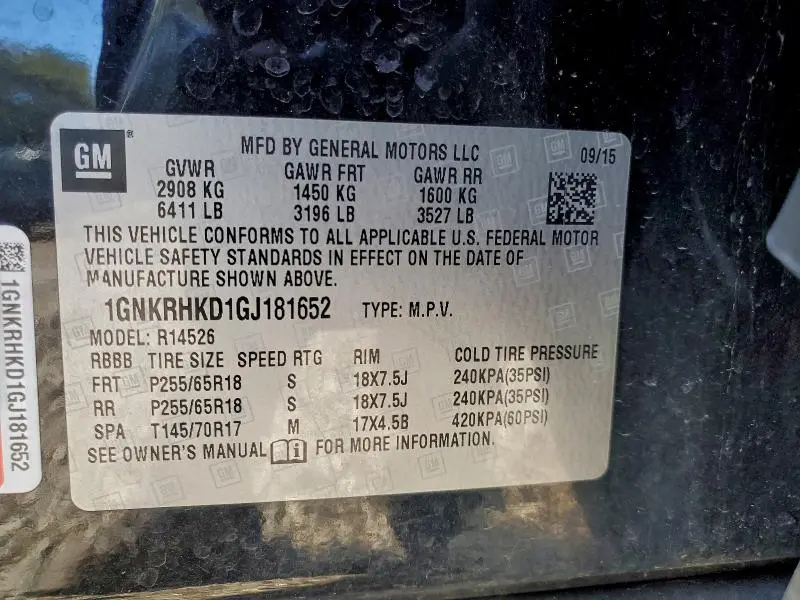 2016 CHEVROLET TRAVERSE LT  