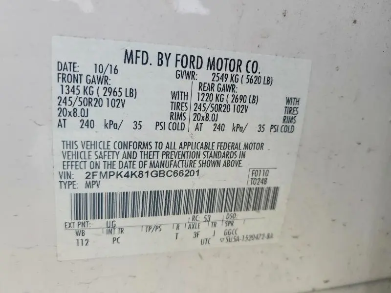 2016 FORD EDGE TITANIUM  