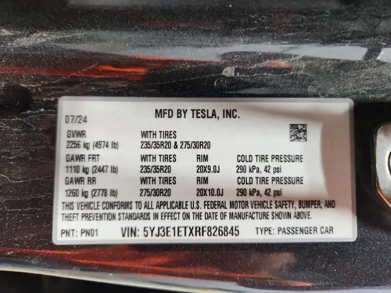 2024 TESLA MODEL 3   