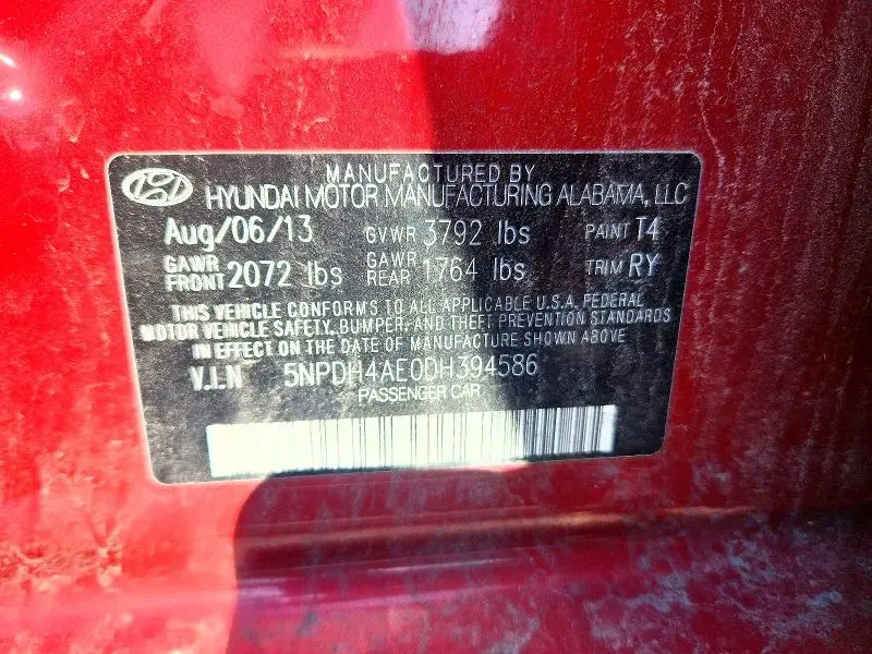 2013 HYUNDAI ELANTRA LIMITED  