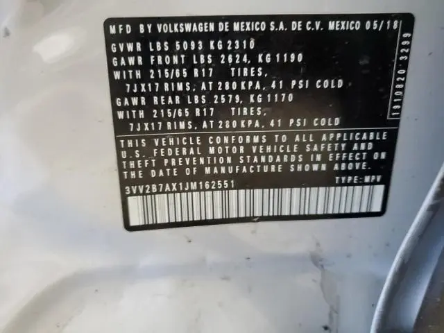 2018 VOLKSWAGEN TIGUAN SE  