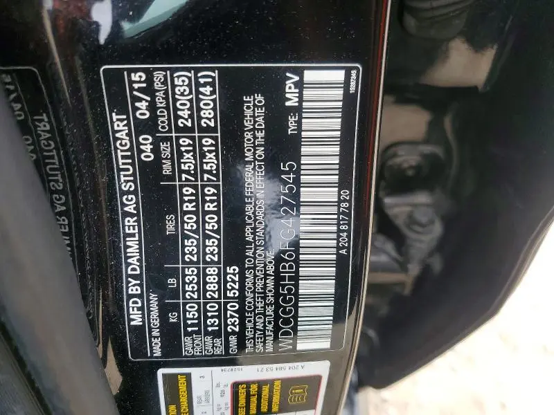 2015 MERCEDES-BENZ GLK 350  