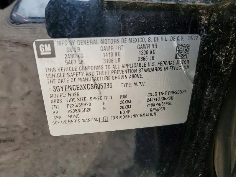 2012 CADILLAC SRX PREMIUM COLLECTION  