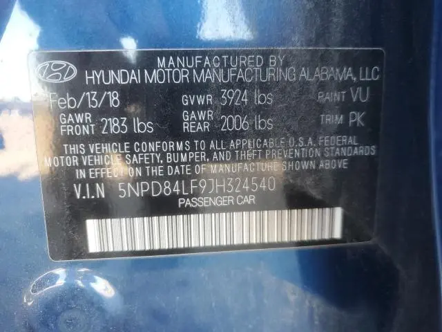 2018 HYUNDAI ELANTRA SEL  