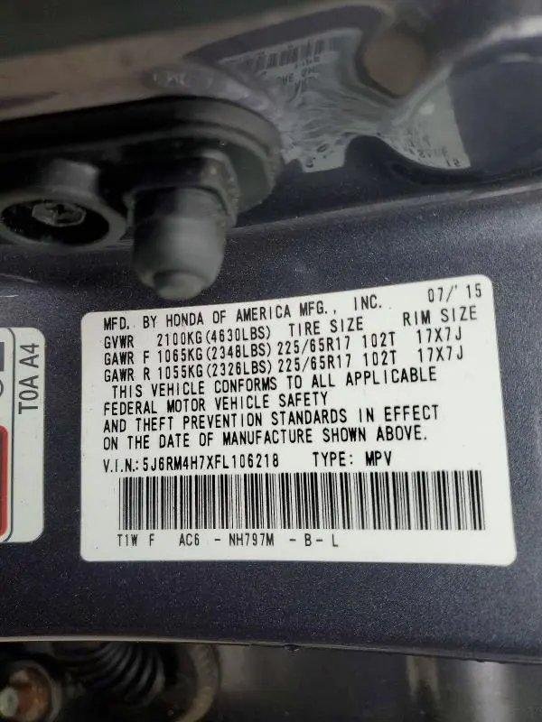 2015 HONDA CR-V EXL  
