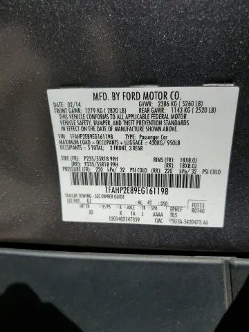 2014 FORD TAURUS SEL  