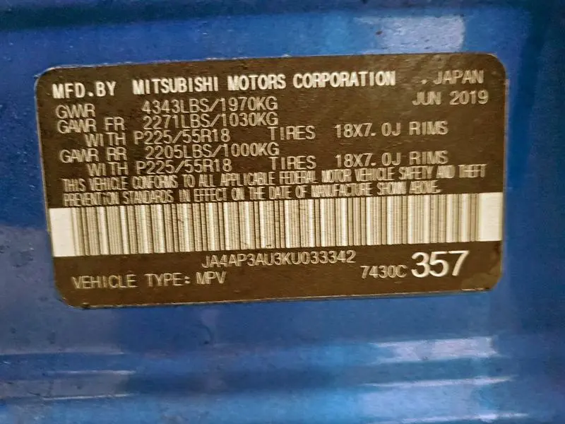 2019 MITSUBISHI OUTLANDER SPORT ES  