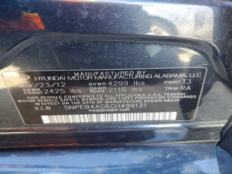 2012 HYUNDAI SONATA GLS  