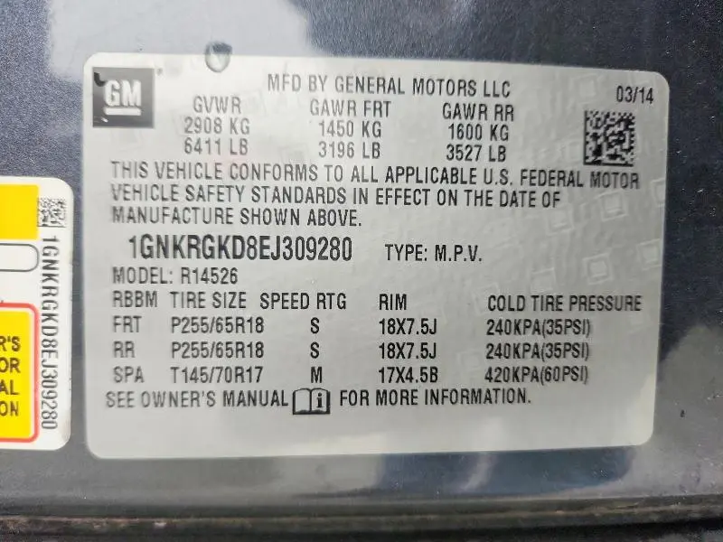 2014 CHEVROLET TRAVERSE LT  