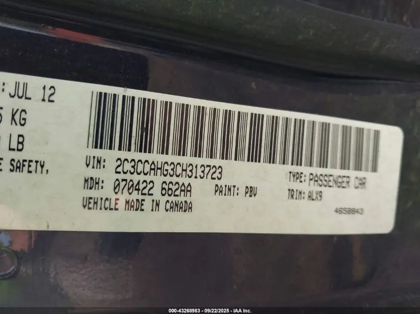 2012 CHRYSLER 300 LIMITED