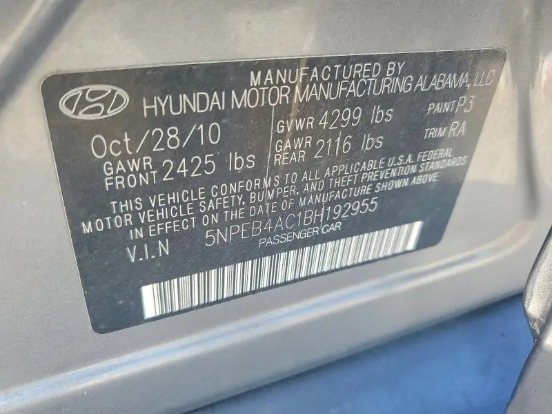 2011 HYUNDAI SONATA GLS  