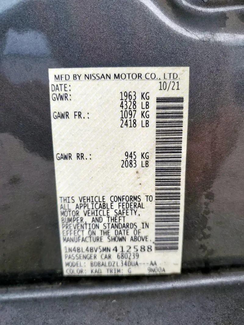 2021 NISSAN ALTIMA S  