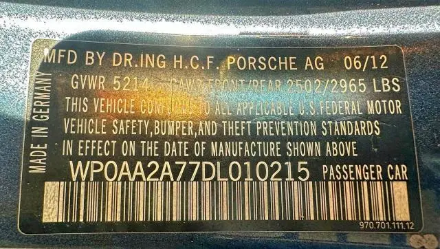 2013 PORSCHE PANAMERA 2  