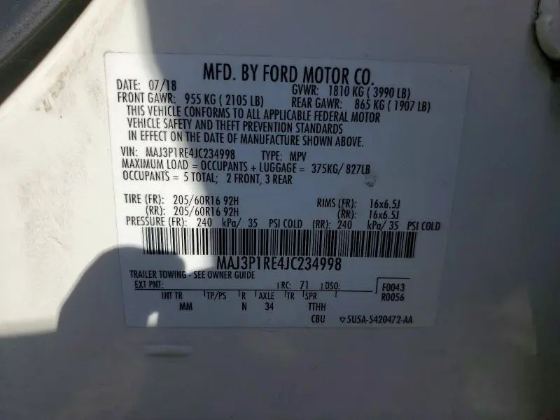 2018 FORD ECOSPORT S  