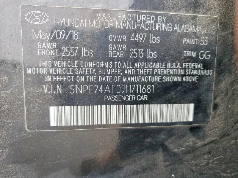 2018 HYUNDAI SONATA SE  