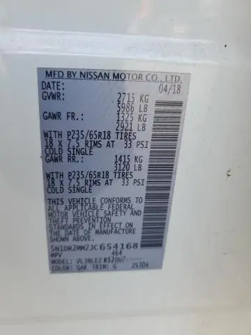 2018 NISSAN PATHFINDER S  