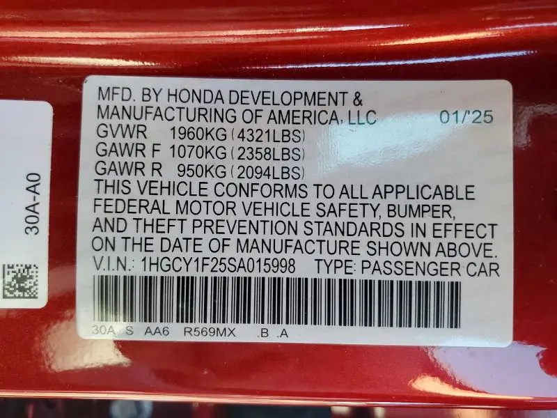 2025 HONDA ACCORD LX  