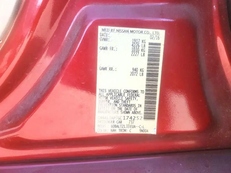 2016 NISSAN ALTIMA 2.5  