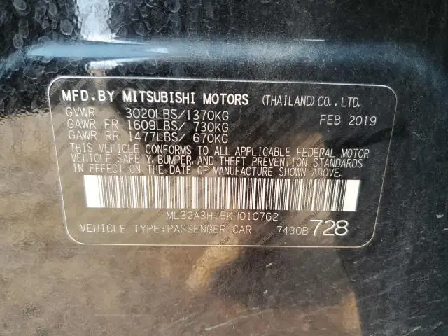 2019 MITSUBISHI MIRAGE ES