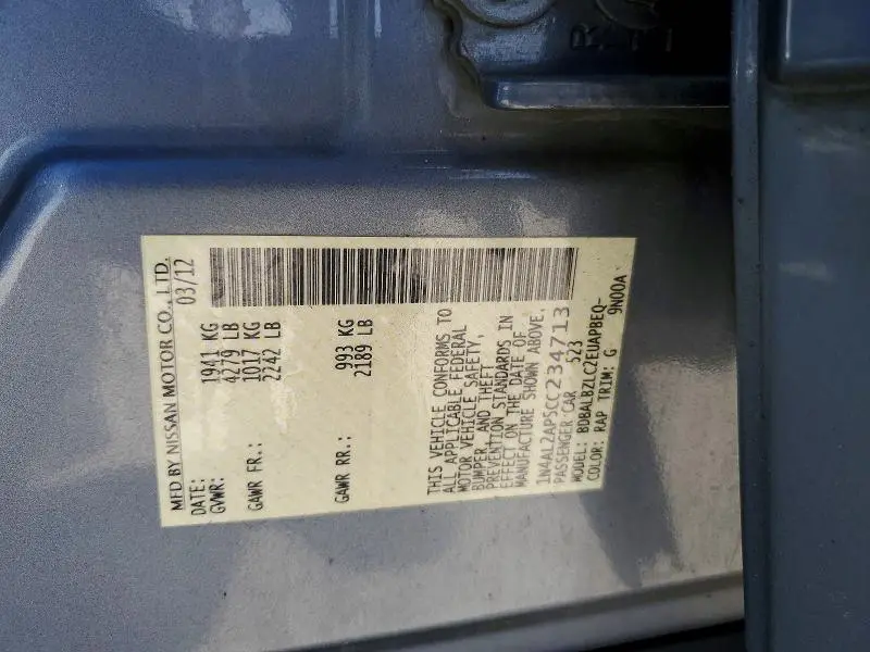 2012 NISSAN ALTIMA BASE  