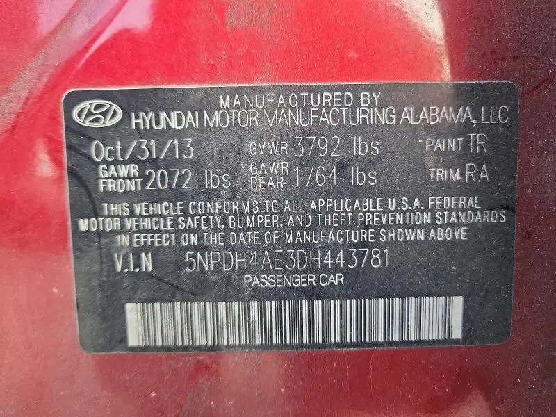 2013 HYUNDAI ELANTRA GLS  