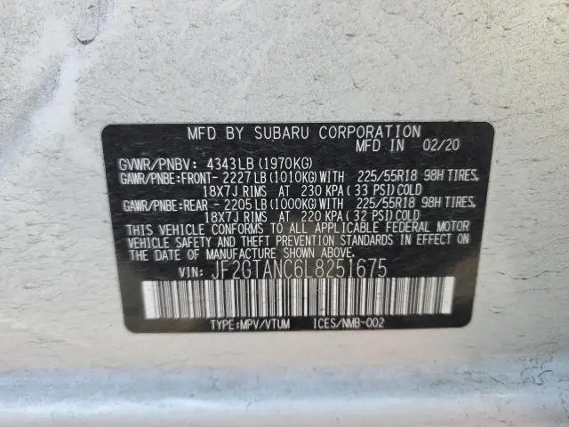 2020 SUBARU CROSSTREK LIMITED  