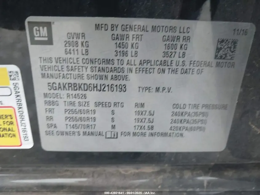 2017 BUICK ENCLAVE LEATHER