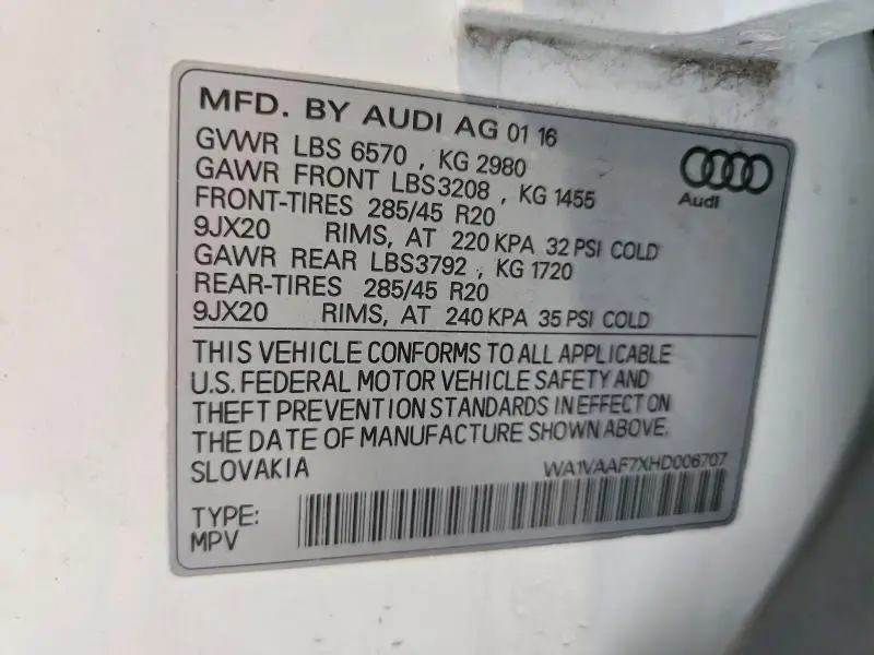 2017 AUDI Q7 PRESTIGE  