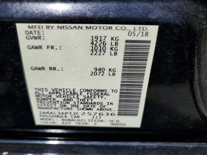 2018 NISSAN ALTIMA 2.5 SR  